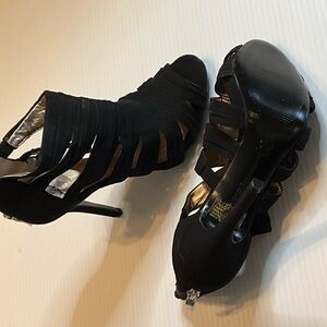 BCBGeneration Black Strappy Cutout High Heel Sandals
